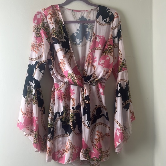 Unbranded Chain Multi- Colored Peplum Blouse/Dress Sz M - Picture 3 of 8